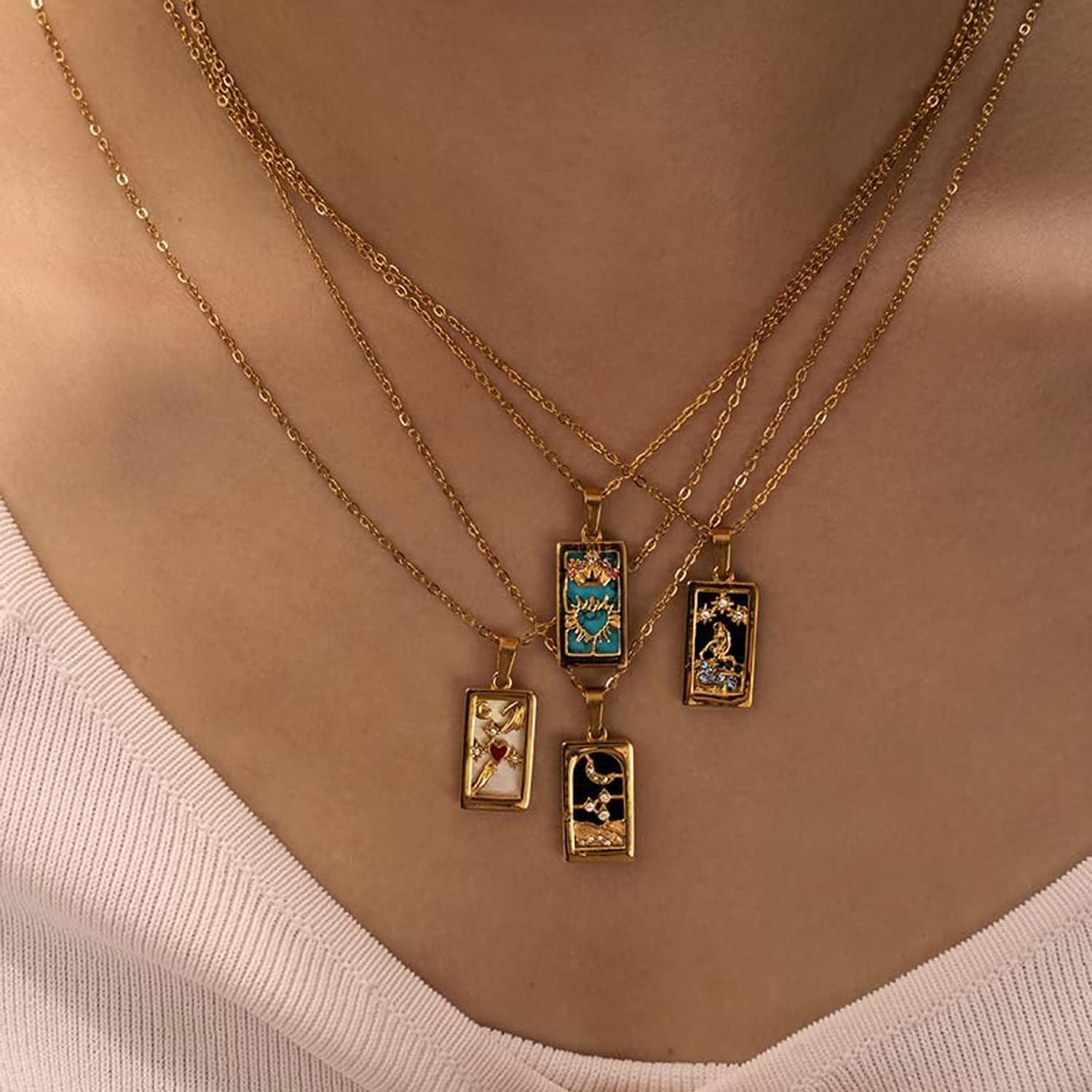 UYUME Collier Pendu, Collier Pendentif De Cartes De Tarot Classique