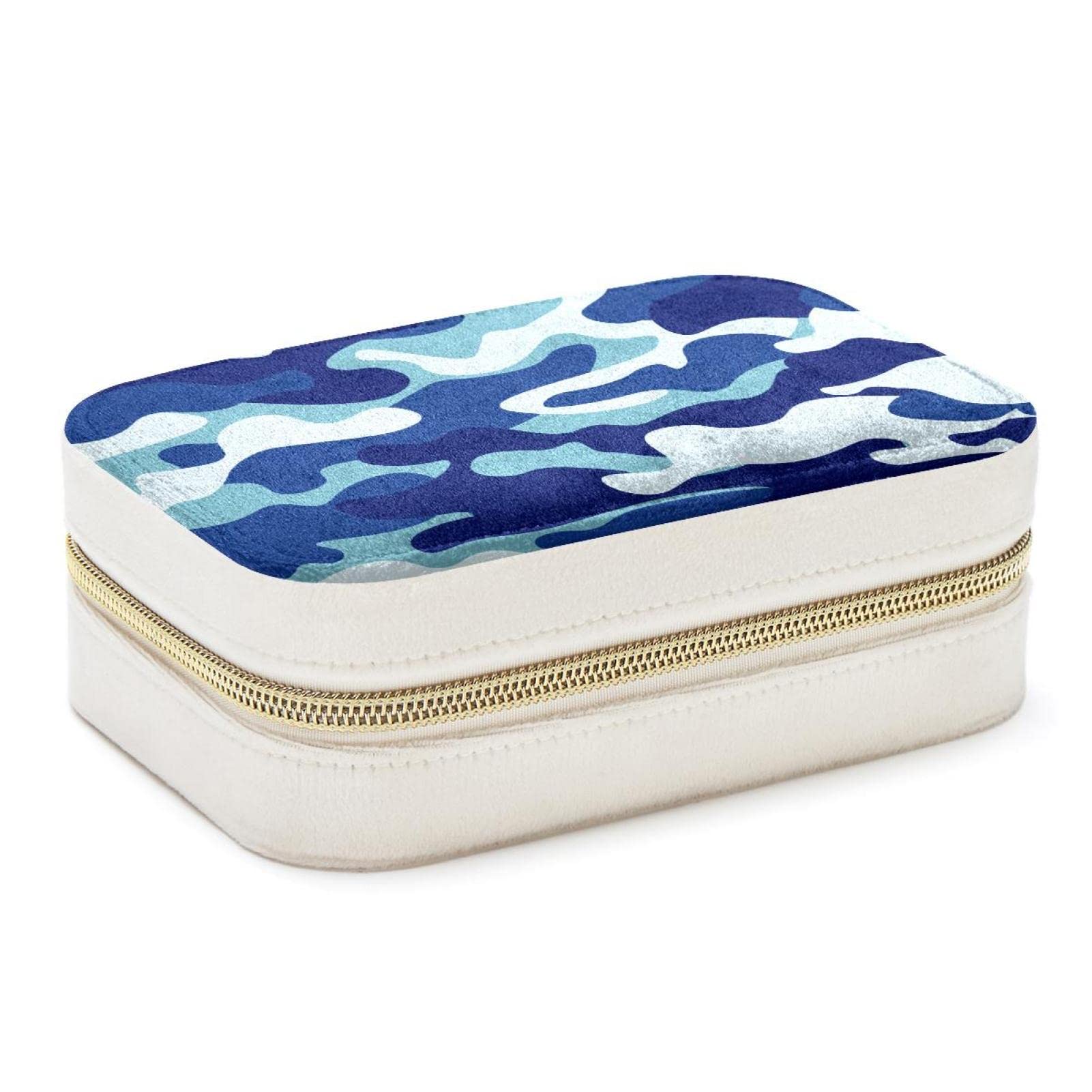 Boîte à bijoux de voyage contre les colliers emmêlés : coffret rigide texture camouflage