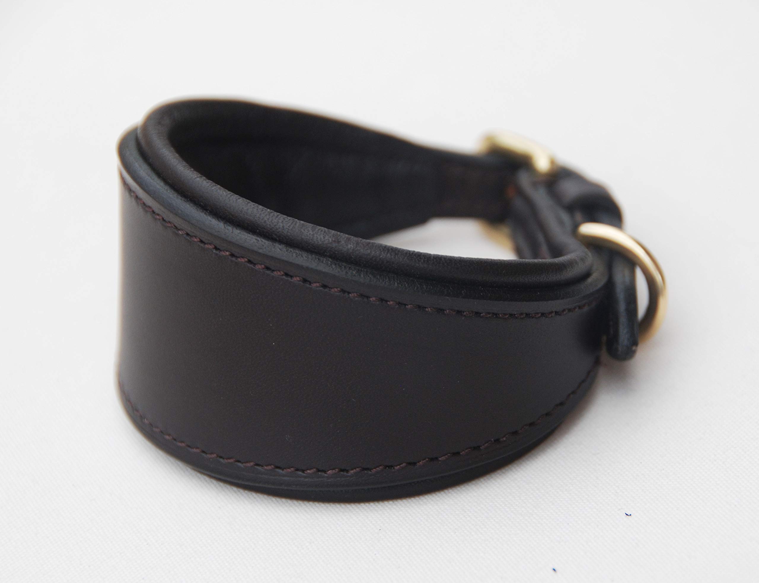 Collier rembourré en cuir pour lévrier Marron idéal pour balade en forêt