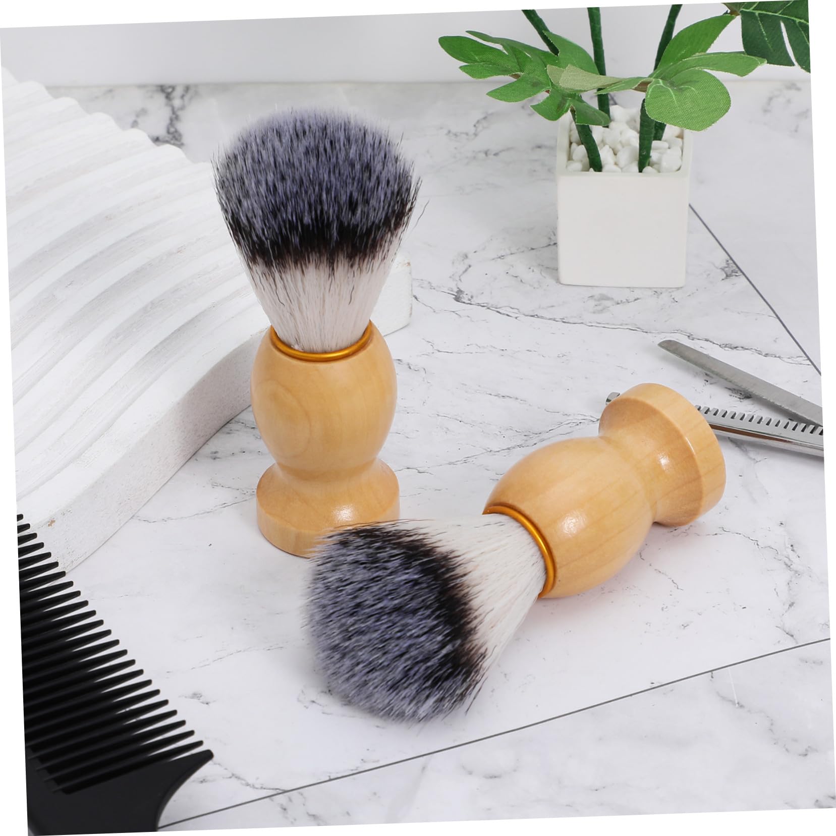 CALLARON 10 Pezzi Spazzola da Barba Uomo in Legno e Setole Nylon Pennello per Rasatura Veloce e Rimozione Detriti Setole Morbide Rapida Asciugatura per Cura Barba Professionale