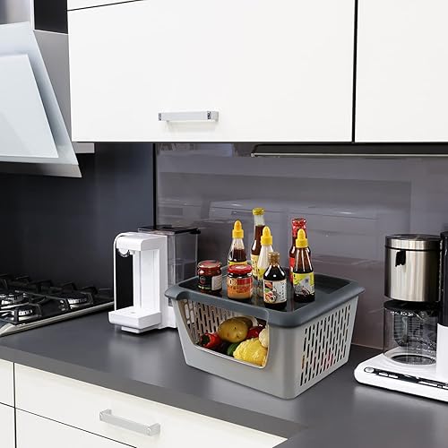 Miniatura 7 de 5-Pack Large Stackable Storage Bins, Plastci Stacking Baskets for Organizing Food