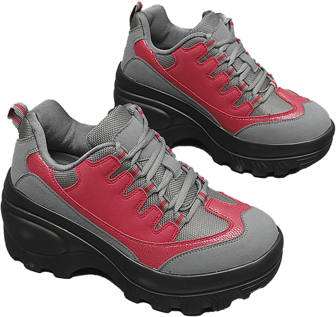 Women's Fashion Platform Chunky Sneakers Lace Up Comfortable Wedge Walking Sport Sneakers Casual Non-Slip Running Shoes - Image 6