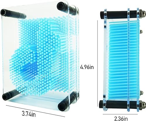 Miniatura 3 de 3D Pin Art Juguete Sensorial Tamaño 5x3.7 Pulgadas Agujas Pin Impresión Juguete Intelectual Divertido Rainbow Juguetes, Azul Claro