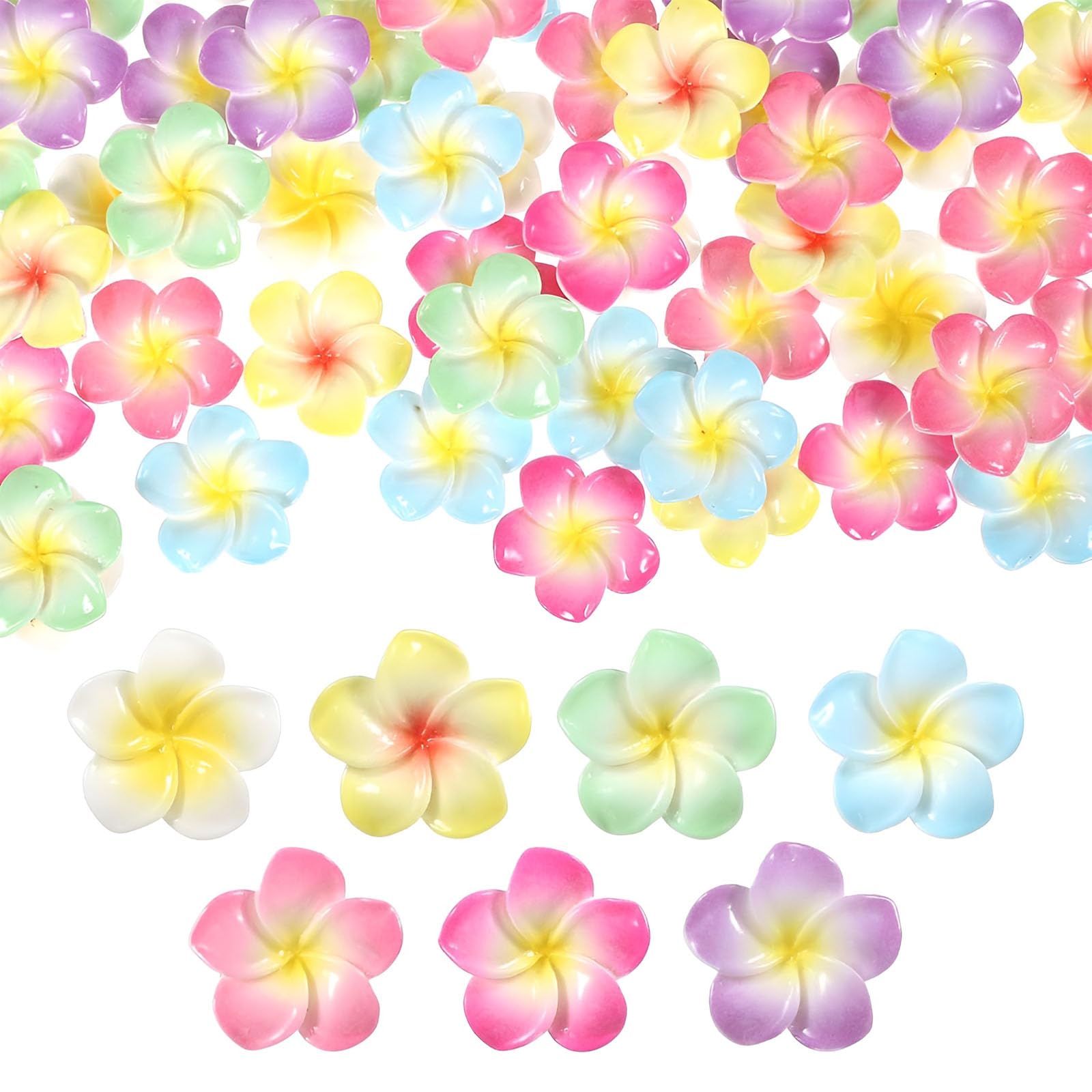 Amazon.co.jp: HAKONA プルメリア レジン 花 デコパーツ70個7色 3d