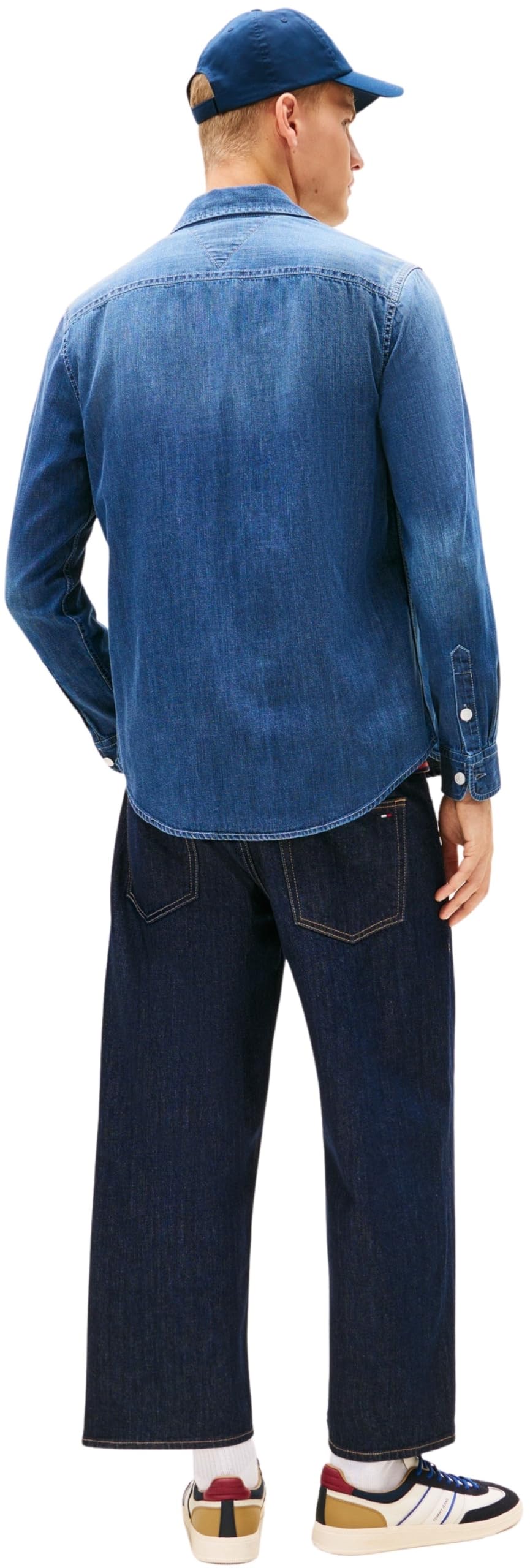 Tommy Jeans Herren TJM Denim Regular Fit Shirt EXT Dm0dm22303 L/S Shirt (1er Pack)