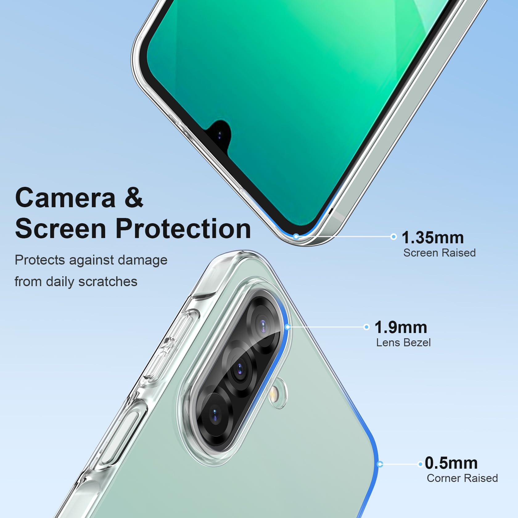 FLLAO Cover Compatibile con Samsung Galaxy A26 5G con 3 Pellicola Vetro Temperato, Custodia Trasparente Ultra Sottile Silicone TPU Morbido Case Protettivo Trasparente