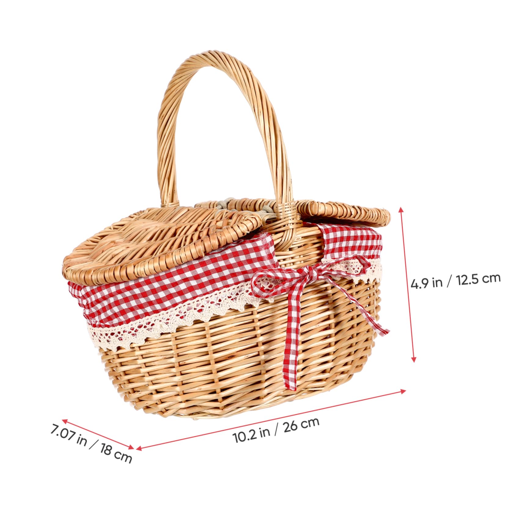 Garneck Picknickkorb Aus Rattan Kleiner Weidenkorb Rotkäppchen-picknickkorb Weidenkorb Mit Griff Osterkorb Deckel Aufbewahrungskörbe Aus Korbgeflecht Isolierter