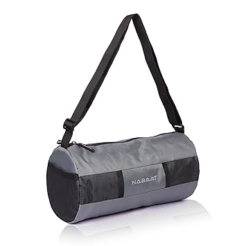 NABAAT CompactFit Gym Bag for Men and Women, Mini Sports/Kit Bag Small Duffle Travel Bag with Side Mesh Pocket (Grey)