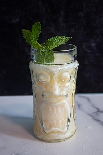 Miniatura 3 de AMZ Empire Screaming Tiki Glasses - Juego de vasos de 16 onzas, 4 piezas, moderno juego de fiesta de bar con púas