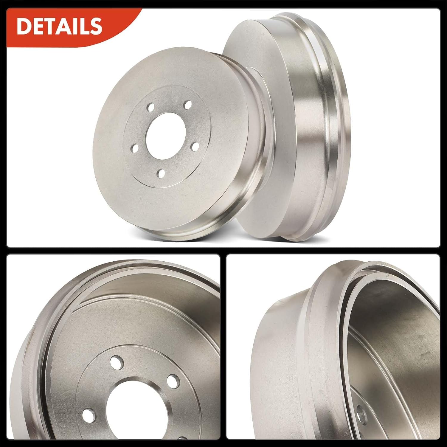 A-Premium 11.69 inch (297mm) Rear Brake Drums + Ceramic Shoes Set Compatible with Select Ford, Mazda and Mercury Models - Escape 2008-2012, Tribute 2009-2011, Mariner 2008-2011, 6-PC Set