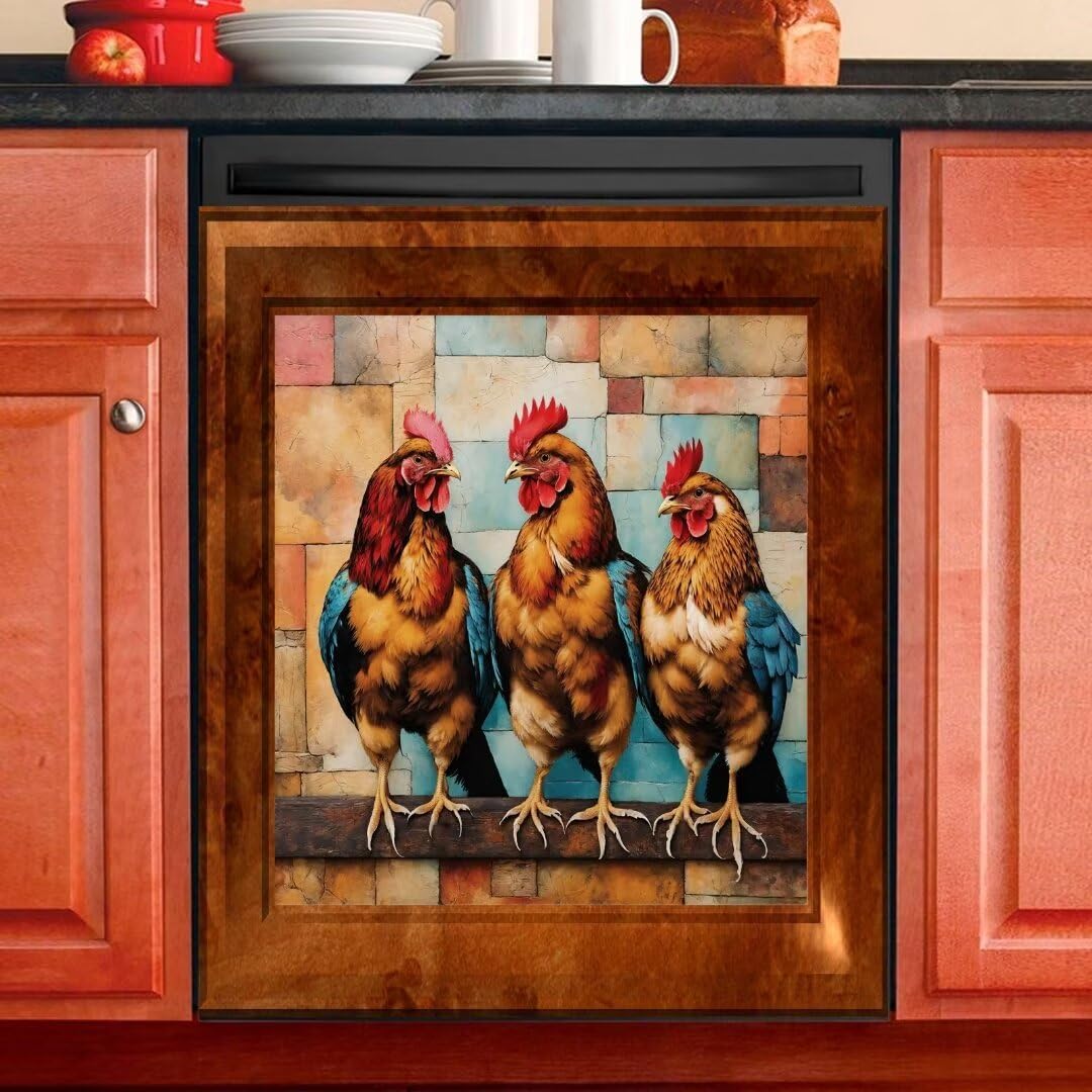 Farmhouse Rooster Dishwasher Cover,Country Holiday Kitchen Decor Dishwasher