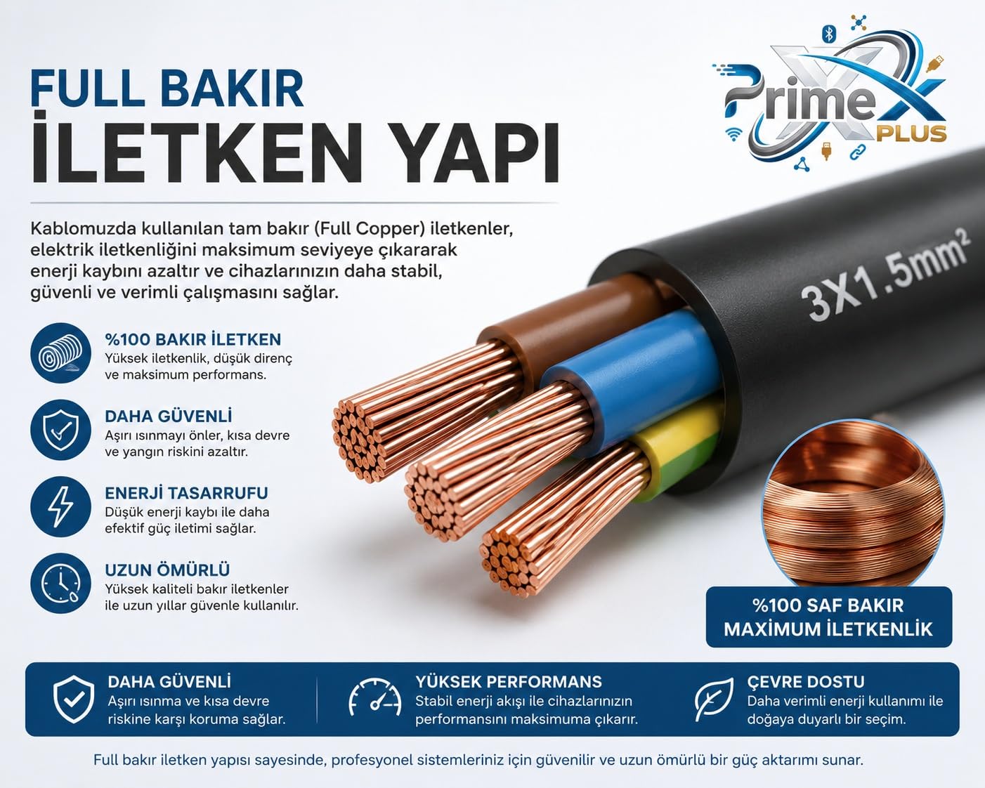 PrimeX PX-SRV15 2 Metre 3x1.5mm C19 UPS Server Power Kablo, Full Bakır C19 Schuko Güç Kablosu, 16A 250V Sunucu PDU UPS Veri Merkezi Güç Bağlantı Kablosu, Siyah