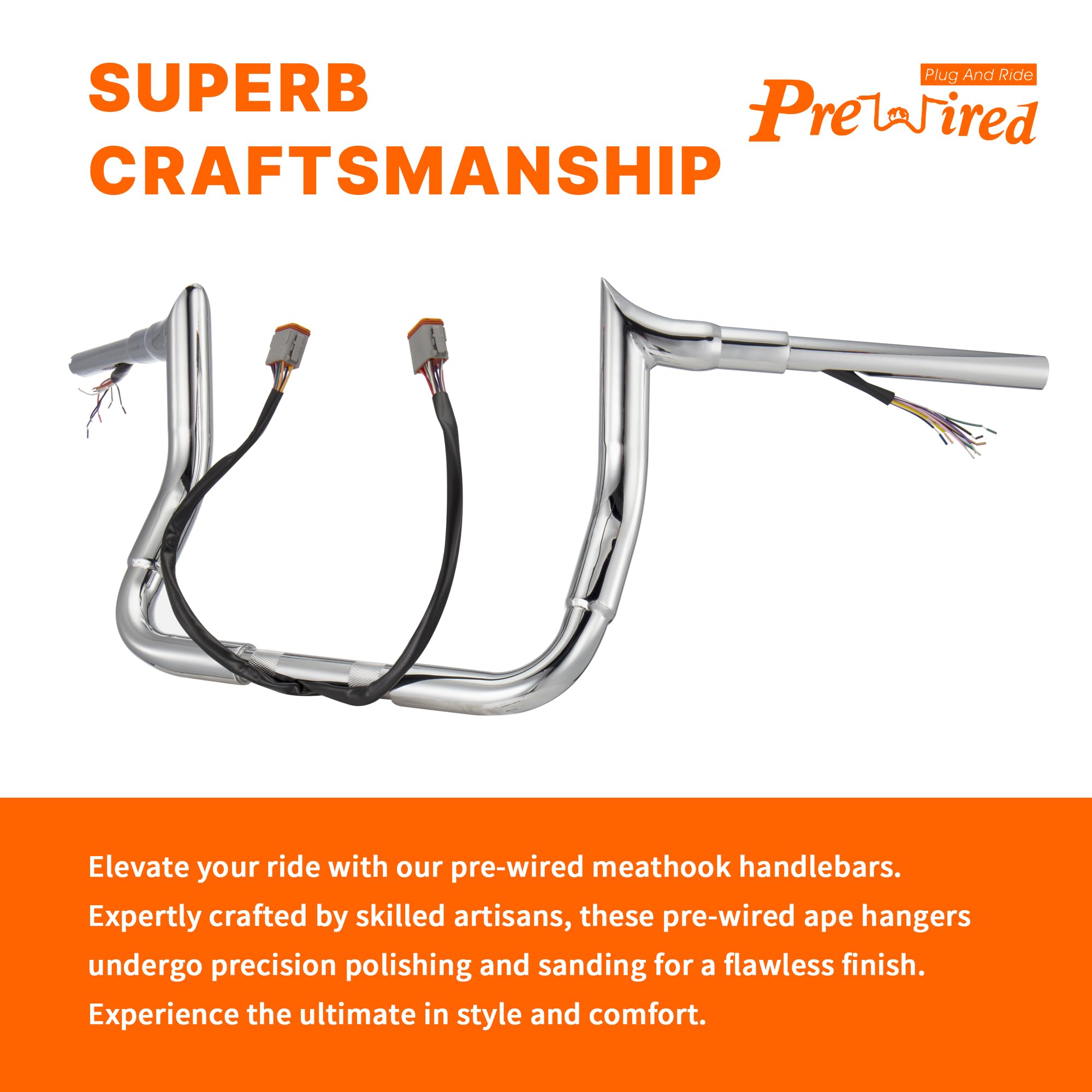 Snapklik.com : 10 Inch Rise 1.5 Inch Fat Meathook Ape Hangers Street ...
