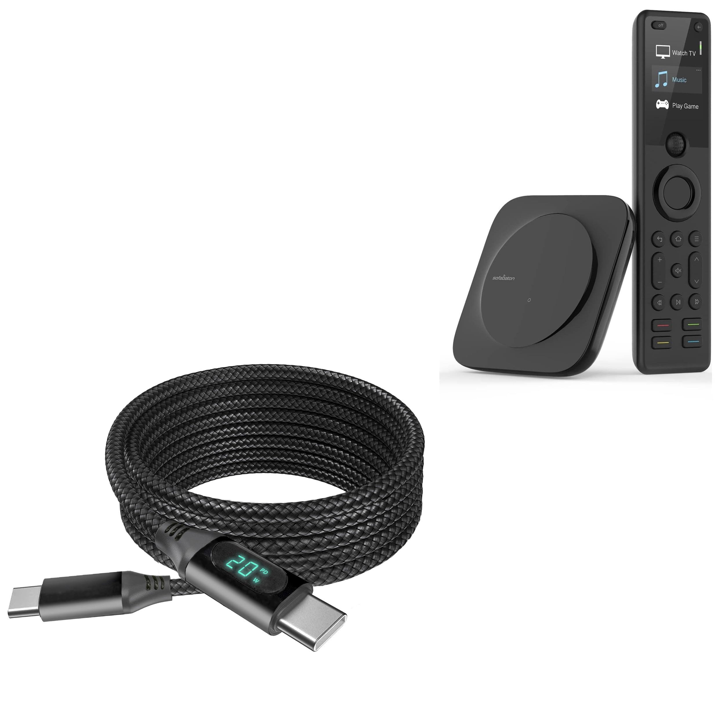 Cable USB-C a USB-C de 100W para mando SofaBaton X1 de nailon negro BoxWave 8