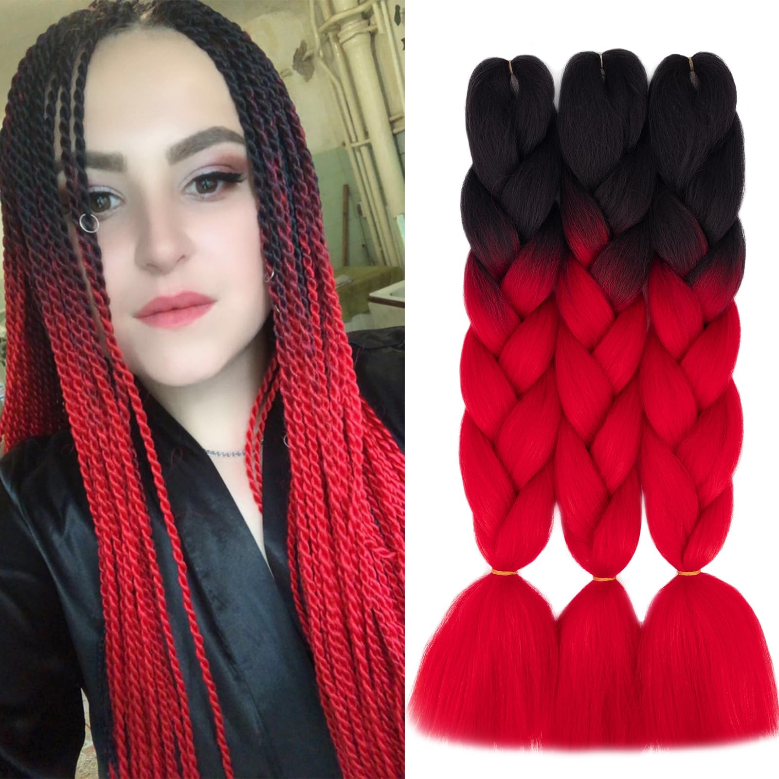 24inch Jumbo Braids Hair Extensions Ombre Braiding Hair Synthetic 3Pieces/lot Crochet Twist High Temperature African Box Braids, Sapphire Blue — view 22