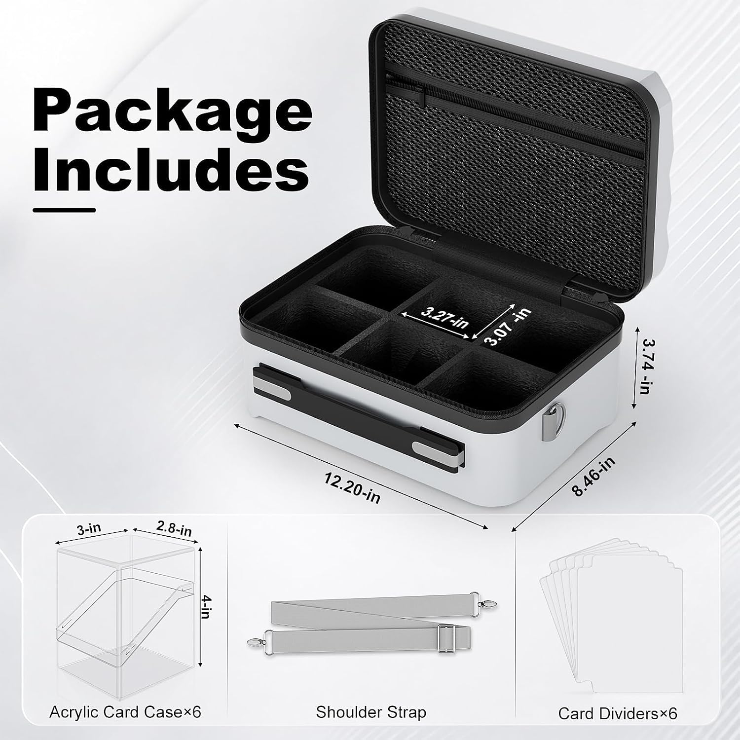 Proijeut Card Deck Box with Portable Case, 6 Pack Clear Commander Deck Box with 6 Dividers, Holds 600+ Double Sleeved Cards, Fit for MTG, YuGiOh, TCG（Geometric Silver） image 2