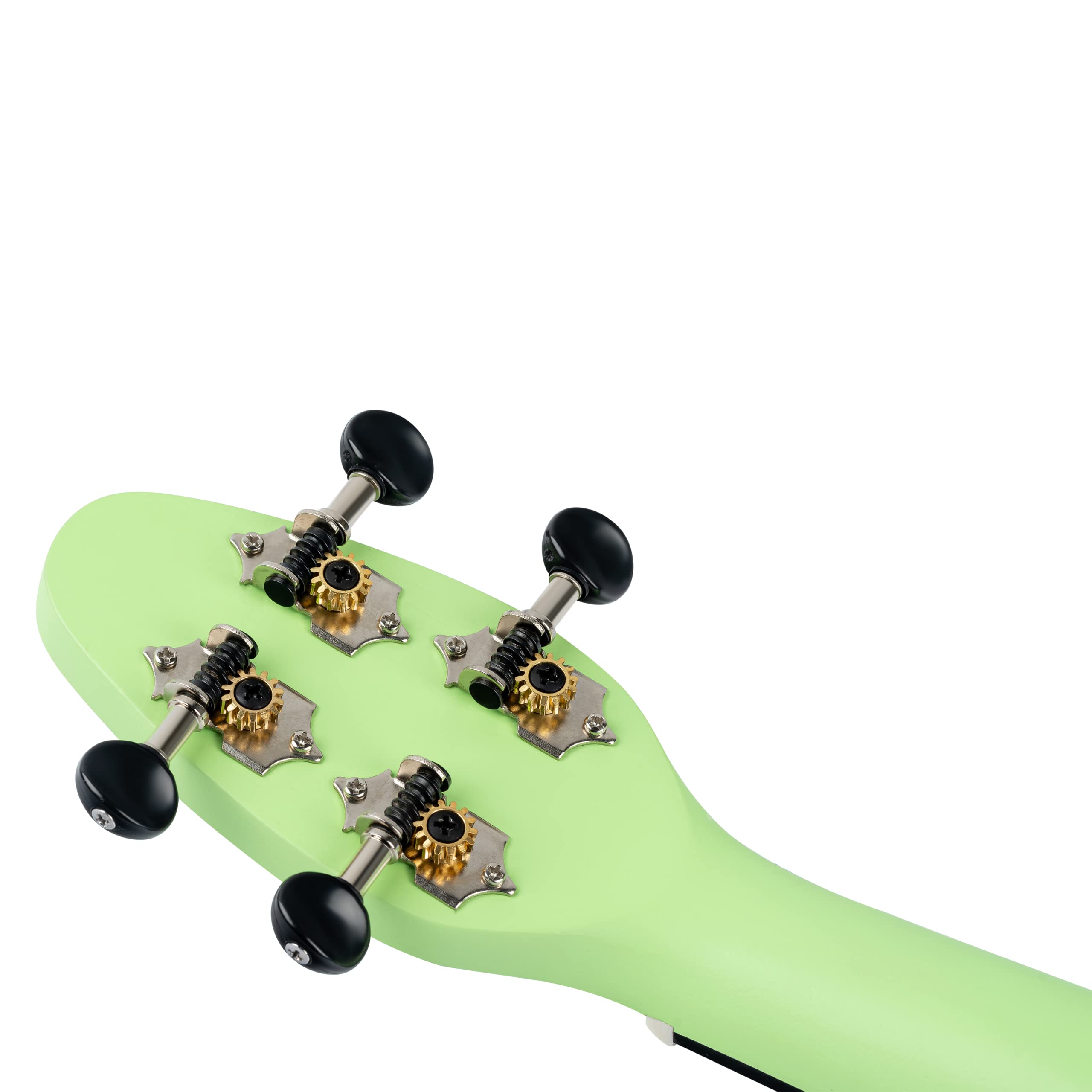Ortega Guitars Ukelele Soprano verde - Keiki K2 - Kit de inicio incluye afinador, correa, 5 púas medianas y bolsa de dibujo - pastel/tomatillo (K2-TMO)