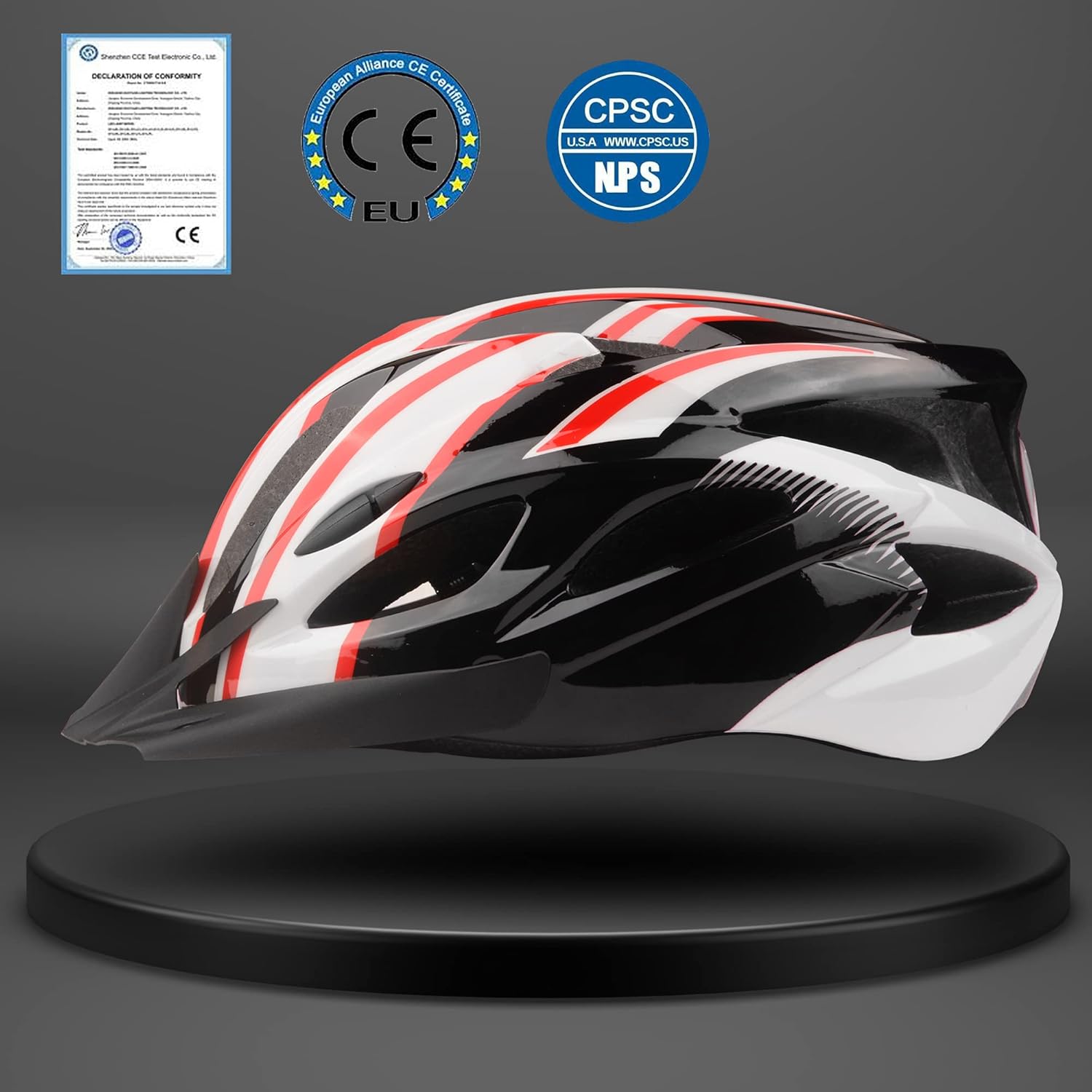 KINGLEAD Bike Helmet with Safety Light, Unisex Cycling Helmet CE
