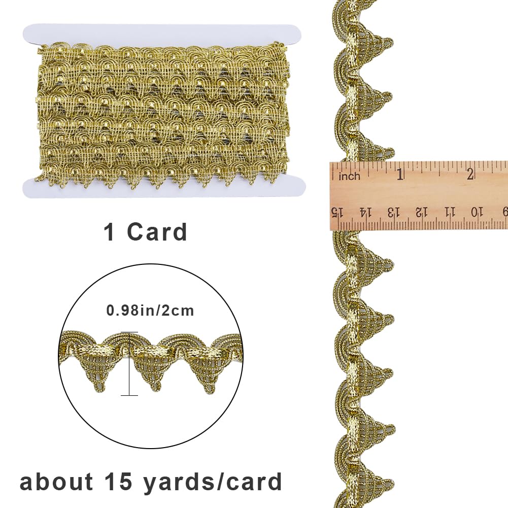 Ruban Tressé Métallique Noir Et Or - 20 M X 1,2 Cm - Pour Couture, Décoration Vêtements, Artisanat