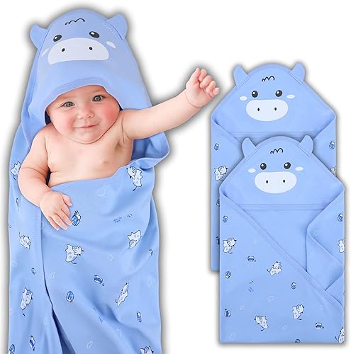 Miniatura 1 de DOKMA - Juego de 2 toallas de bebé con capucha color rosa, 100% algodón orgánico, ultra suaves y absorbentes, para bebés, niños pequeños, perfectos