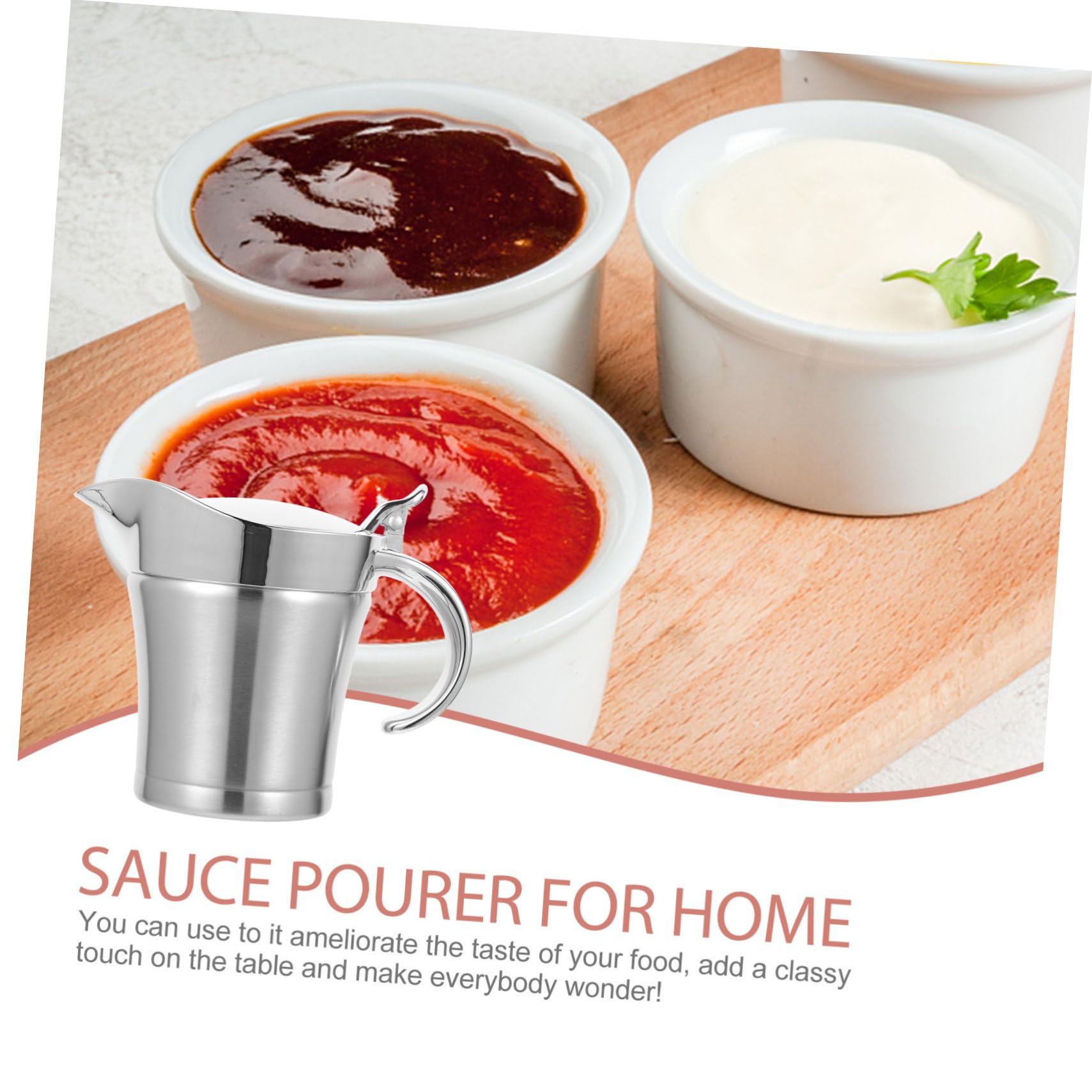 Dispensador de Salsa para Servir de Acero Inoxidable 500ml Vertedor Conveniente y Diseño Antigoteo para Cocina y Mesa