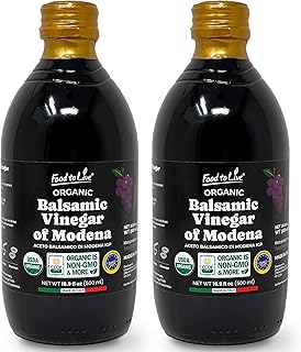 Food To Live Organic Balsamic Vinegar of Modena, 500 ml – Italian, Unfiltered, Unpasteurized, Aceto Balsamico di Modena IGP, Non-GMO, Vegan (Pack of 2)