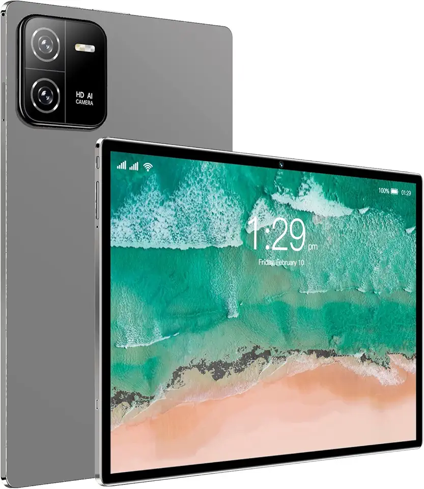 Tablet Android De 10,1", Com Wi-Fi 4G Para Estudo, Jogos E Vídeos, Navegação Na Internet, Suporte Dois Cartões Sim Em Modo Espera, 8 Núcleos/Bluetooth/Gps, Tela Ips Hd Cinza