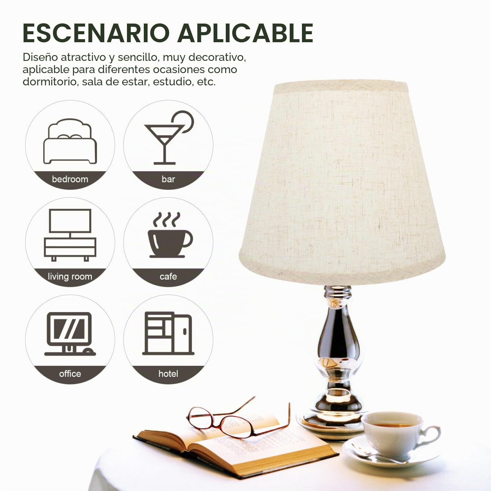 LIFKOME Lino pantalla de diseño 8.3 pulgadas reemplazo pantalla para lámpara de mesa E14 dormitorio sala de estar luz decorativa