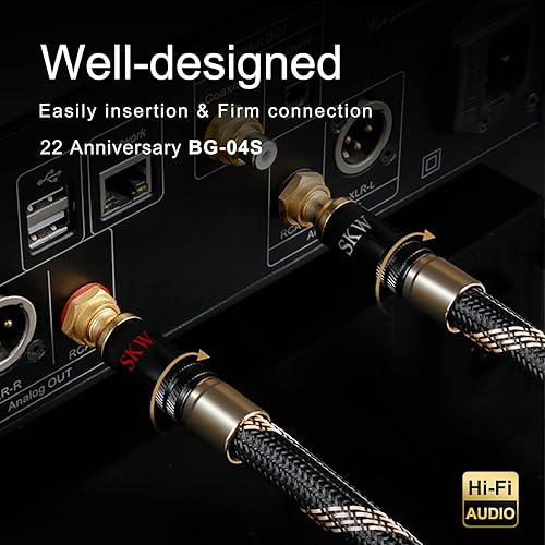 Miniatura 2 de SKW Audiophiles RCA Cable 2RCA macho a 2RCA macho HiFi Cable de interconexión con diámetro 0.276 in 3.2ft1M