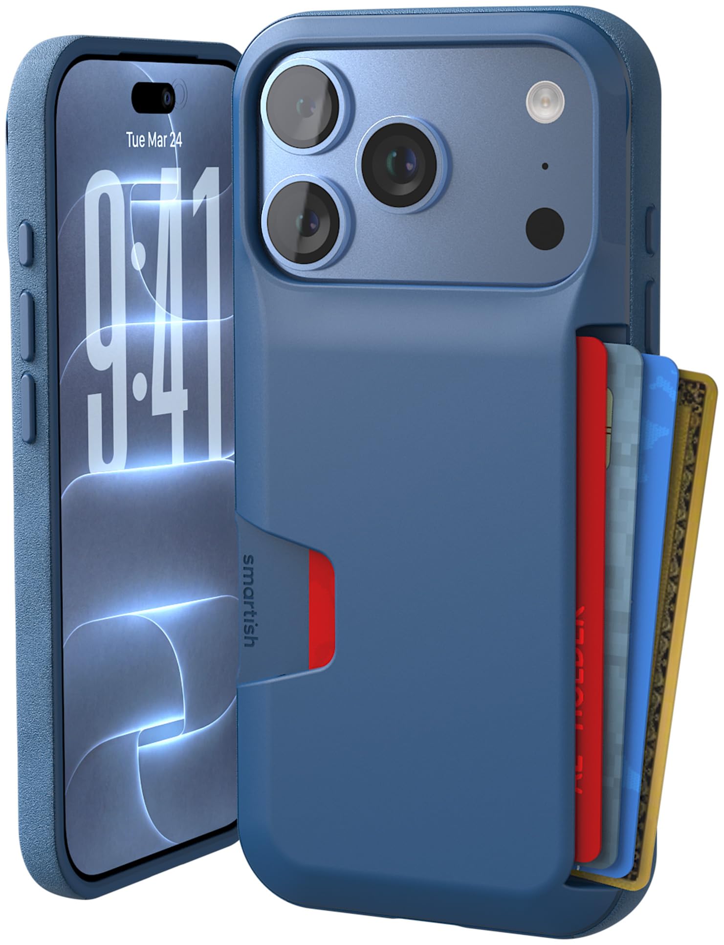 Smartish iPhone 18 Pro/17 Pro Wallet Case, Wallet Slayer Vol 1, Blue