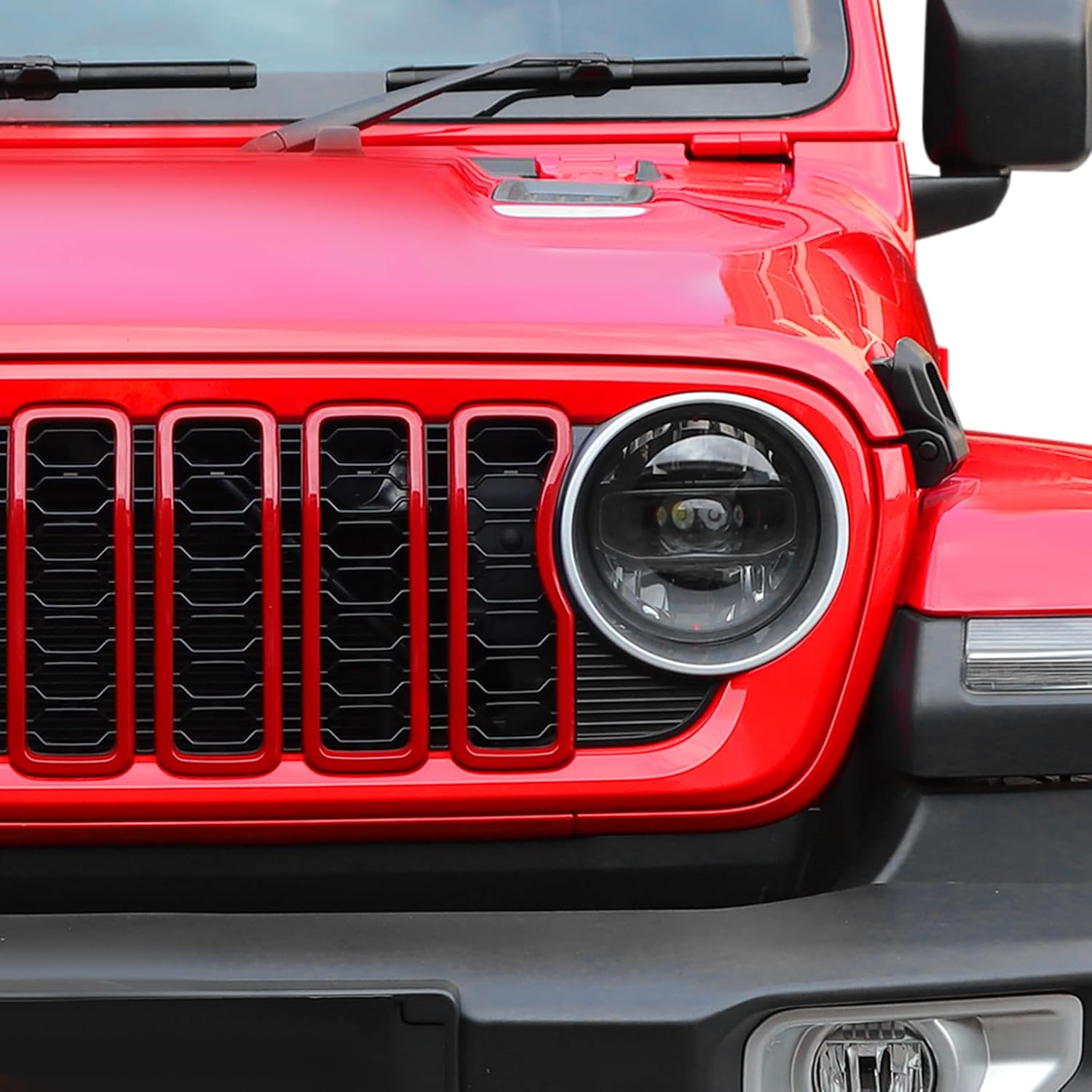JeCar Grill Inserts for 2024+ Jeep Wrangler JL Grille Cover Trim Accessories (7pcs Red)