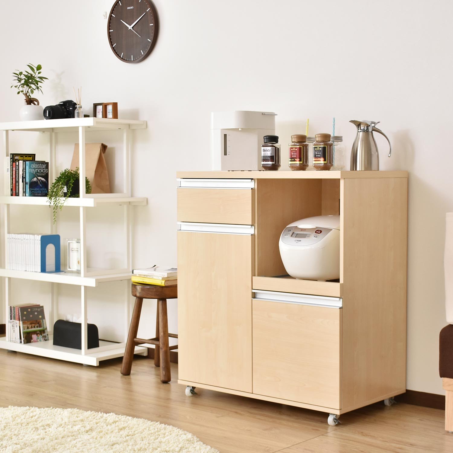 レンジ台 キッチンワゴン キッチンラック 幅60 キャスター付き