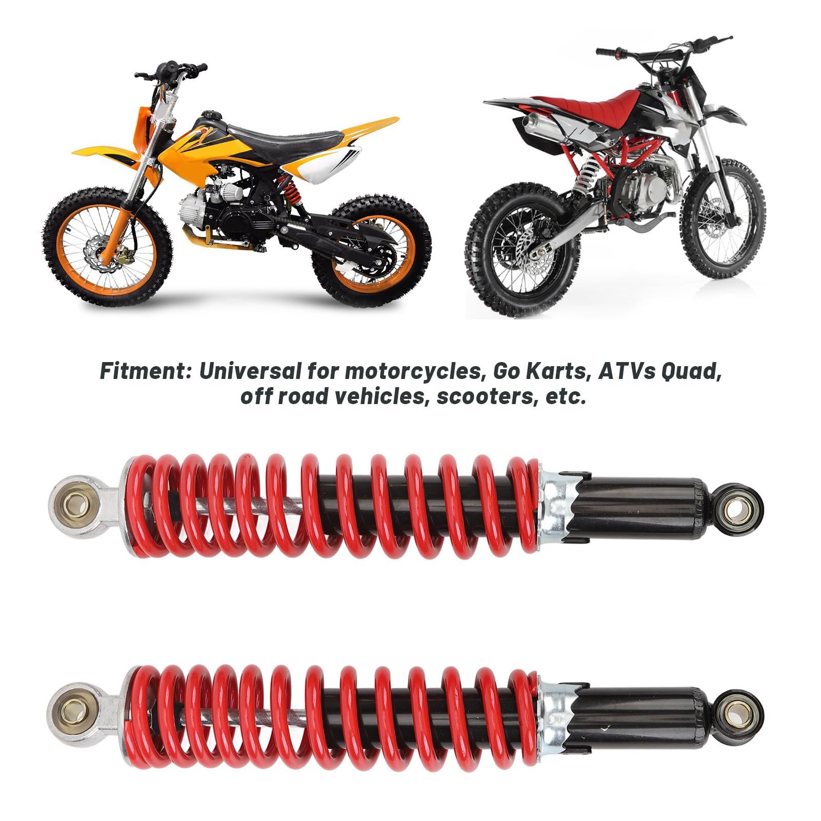 2 ammortizzatori universali 350 mm con molla ad alte prestazioni 8 mm, adatti per Dirt Pit Bike, ATV Quad e scooter 50 °C a 150 °C