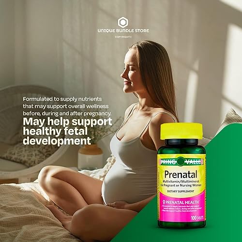 Miniatura 3 de Spring Valley, multivitamínico prenatal, suplemento dietético de tabletas multiminerales, prenatales para mujeres, 100 unidades + organizador de