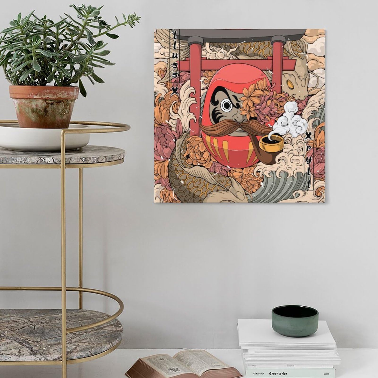 Amazon｜アートパネル 装飾画 アートフレーム 福だるま 縁起物だるま