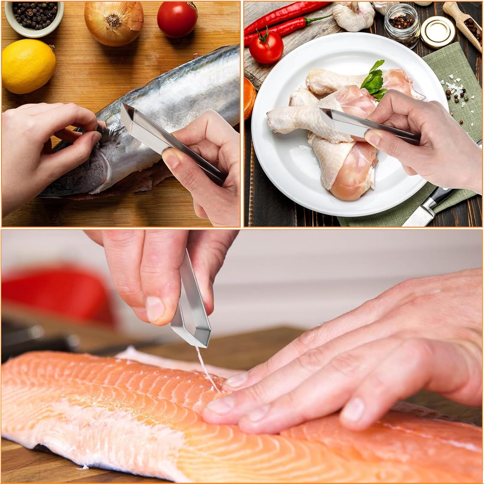 Garlic Peeling Tong 2-Pack Stainless Steel Fish Bone Garlic