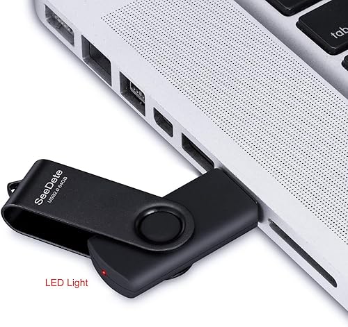 Miniatura 6 de Unidades flash USB de 64 GB, memoria USB, diseño giratorio de pulgar, Memory Stick con luz LED para almacenamiento externo y datos de respaldo,