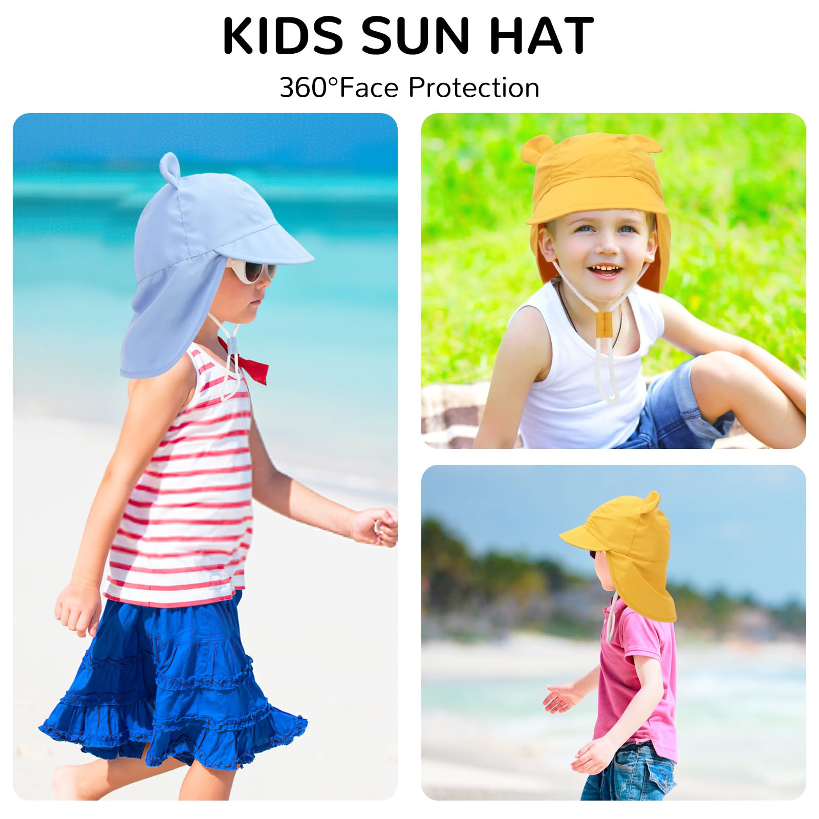 Baby Sun Hat Toddler Bucket Hat Wide Brim Summer Beach Cap with Neck Protection UPF50 for Kids Child Boys Girls 1-4 Years — view 6
