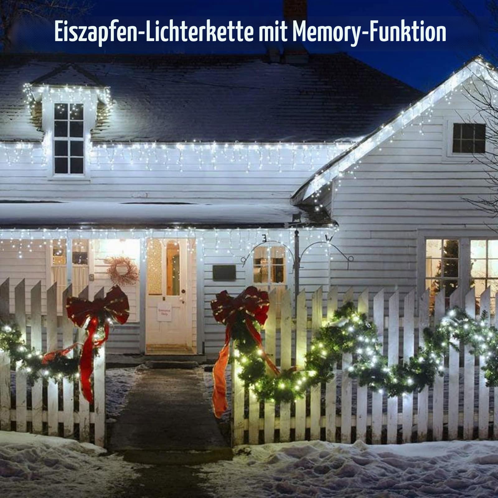 BrizLabs Eisregen Weihnachtslichterkette Außen, 480 LED Weiss Eiszapfen Lichterkette Innen Weihnachten Lichtervorhang 8 Modi Wasserdicht Außenbeleuchtung für Tannenbaum Balkon Garten Party Hochzeit
