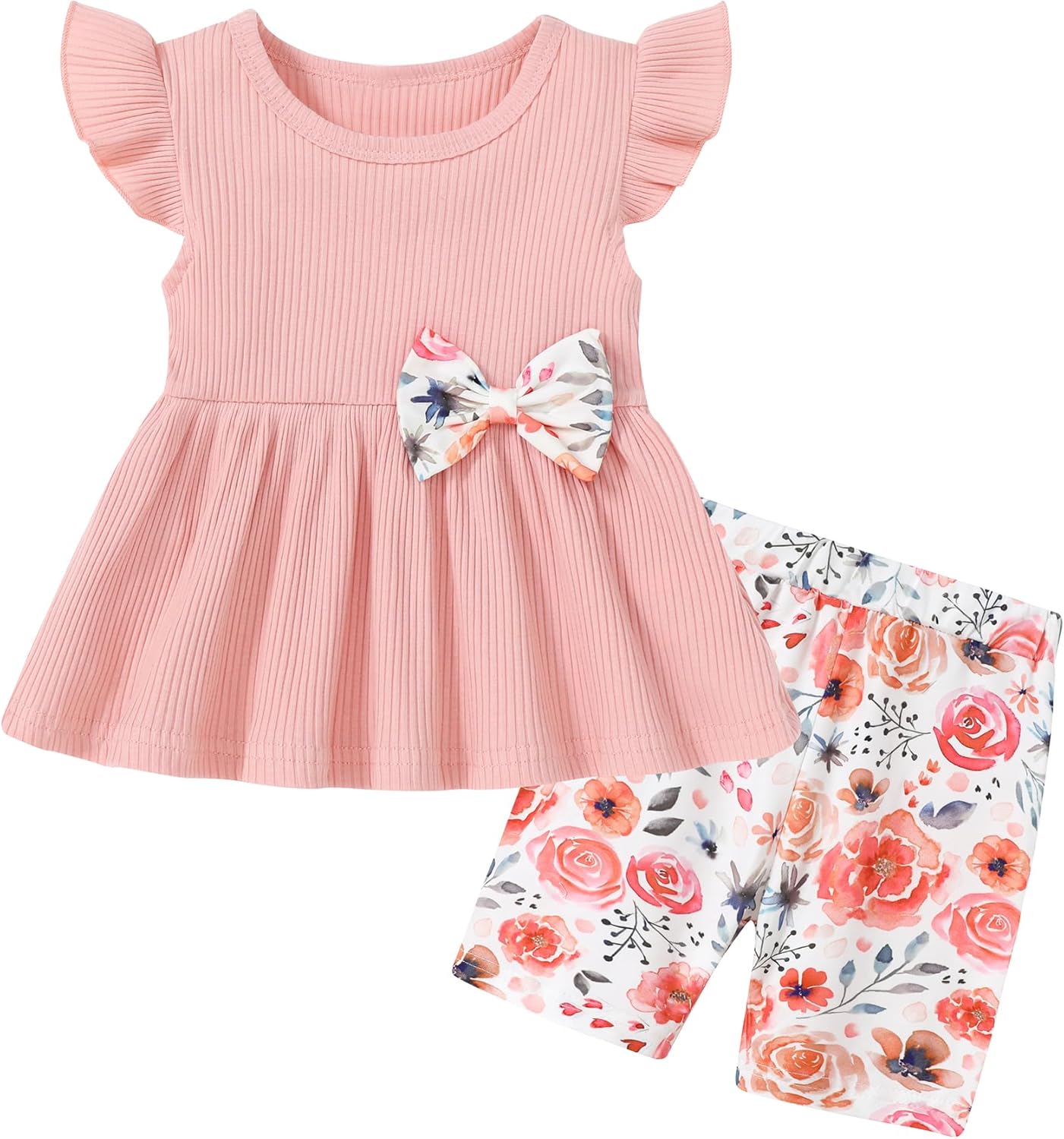 WESIDOM Toddler Girl Clothes Layered Ruffle Top Floral Shorts Cute Toddler Girls Summer Outfits 2Pcs Clothing Set