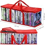 Fasmov paquet de 6 DVD Sacs de rangement Tenez jusqu'à 240 DVD (40 Chaque sac), imperméable DVD Boîtier de support avec poignées, transparent PVC Stockage multimédia pour DVD, CD, Jeux vidéo, Livres, Rouge