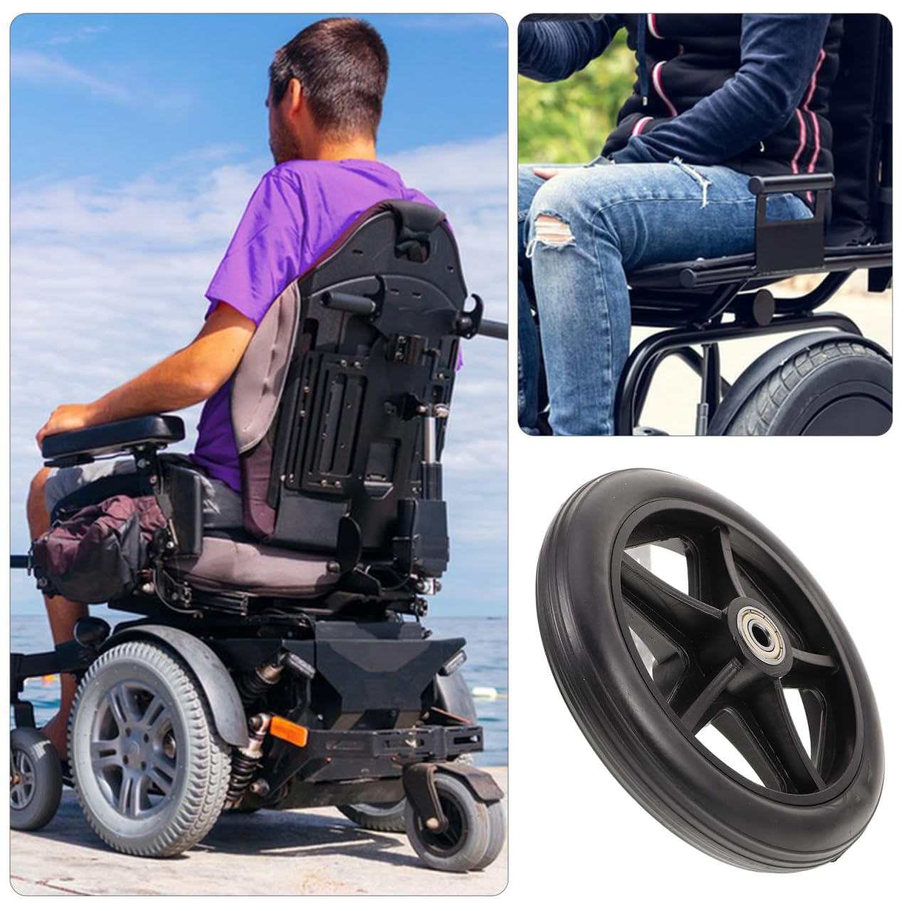 Ruedas delanteras de repuesto para silla de ruedas de 6 pulgadas con rodamiento silencioso resistente al desgaste para andador andador andador accesorios rueda reemplazable