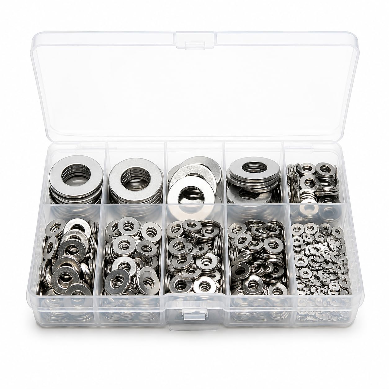 1000PCS Flat Washer Assortment Kit – Stainless Steel,9 Sizes (M2 M2.5 M3 M4 M5 M6 M8 M10 M12) for Screws, Bolts, Industrial, DIY, Furniture & Automotive Projects
