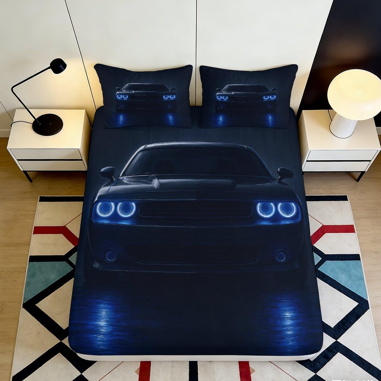 3D Printed Black White Landscape Fitted Sheet Microfiber Elastic Hem Deep Pocket Black White Landscape Mattress Fitted Cover Washable Home Use 120x200x25cm
