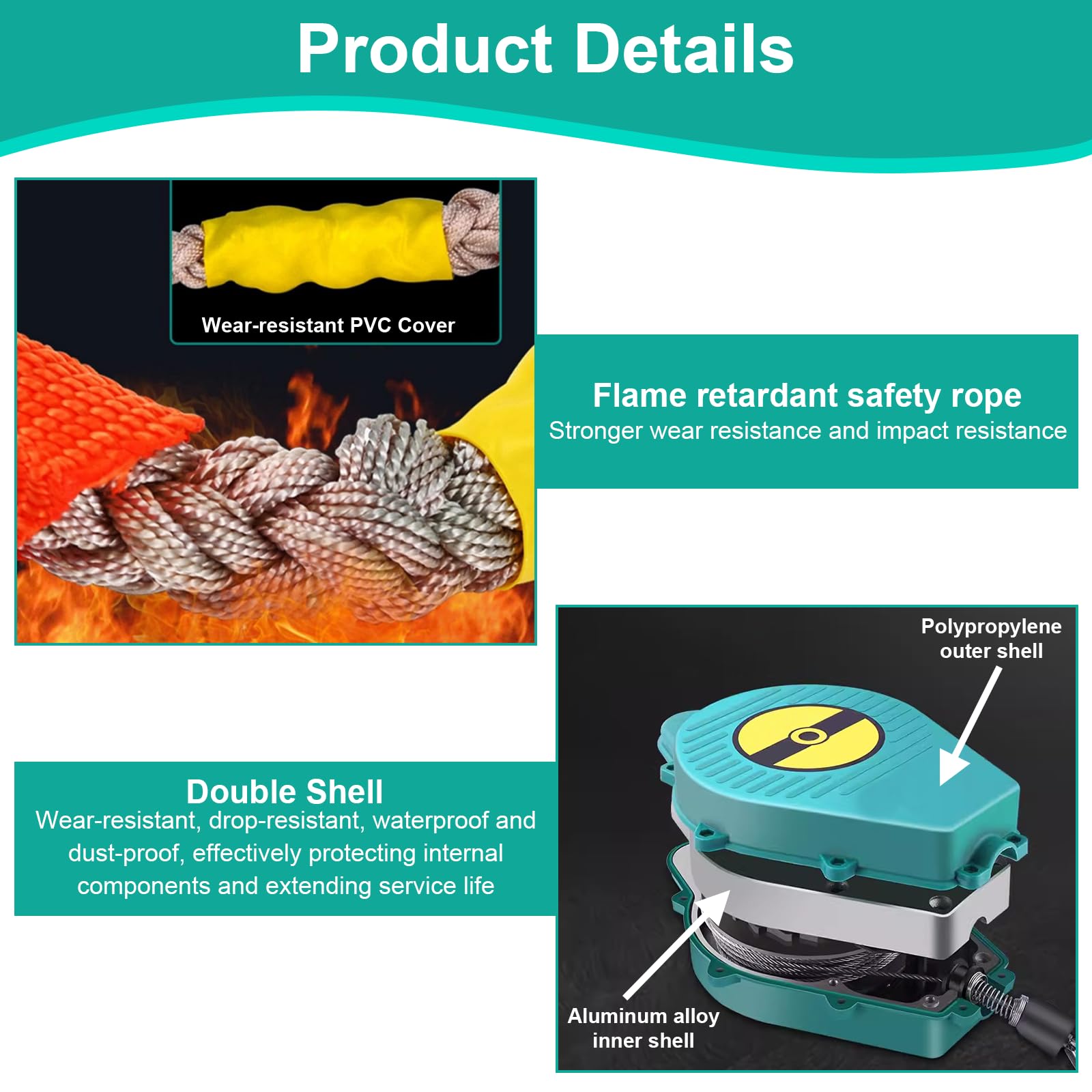 Arnés de Seguridad Anticaídas Retráctil 10m 150 KG Linea de Vida Homologado Verde/Amarillo