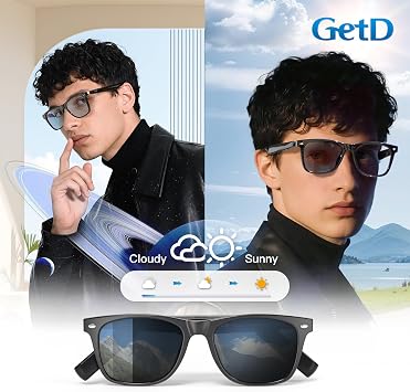 GetD AI Glasses, Smart Glasses Powered by ChatGPT, Real-Time AI Translation | Photochromic lens, AI translation in 145 languages, Handsfree calls, Immersive audio, Holds AI conversations