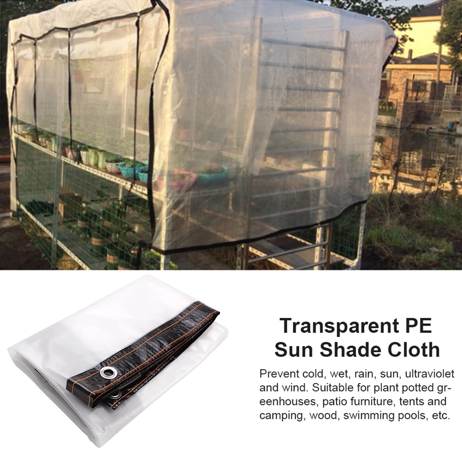 Bâche de Couverture Imperméable Transparente 1x5m, Bâches en Plastique Robustes avec œillets, Bâche Transparente en Plastique pour Accessoires de Serre(1x5m)