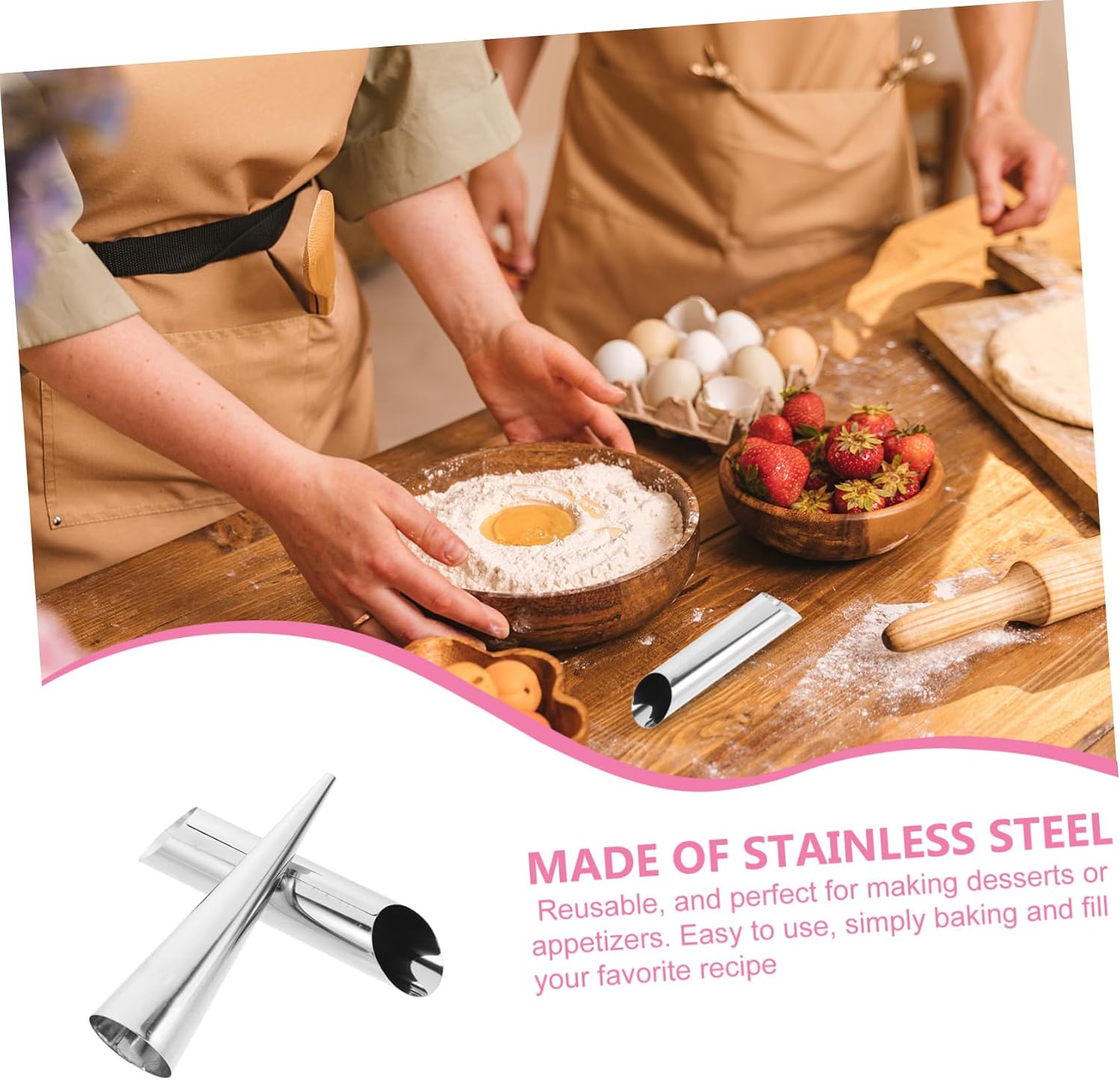 PRETYZOOM 16Pcs Stainless Steel Croissant Molds Horn Shaped Baking Tubes for DIY Pastries Easy to Use for Croissants and Desserts