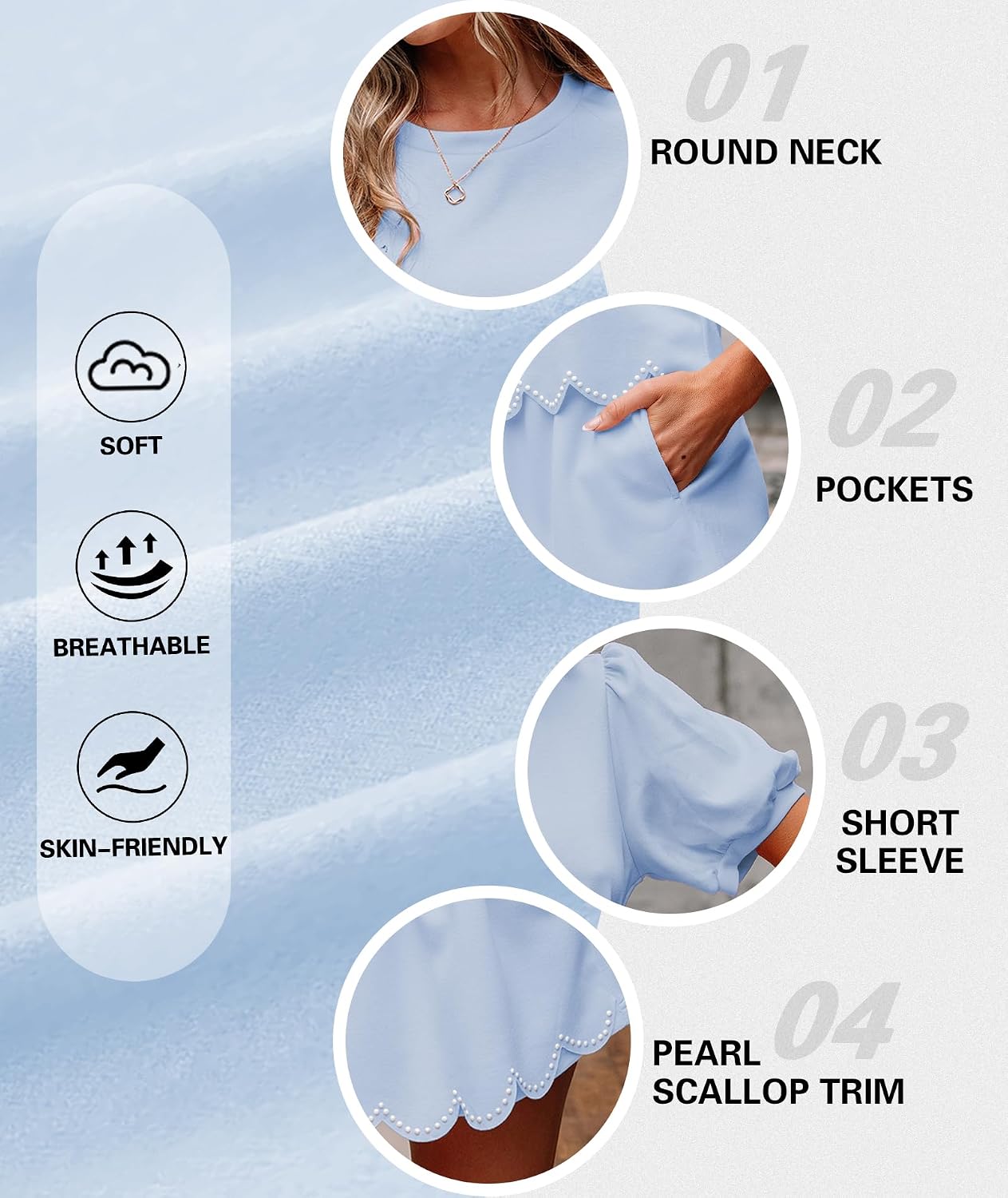 Urchics Two Piece Skirt Sets for Women Puff Sleeve Pearl Scallop Trim Skort Set 2026 Summer Matching Travel Outfits