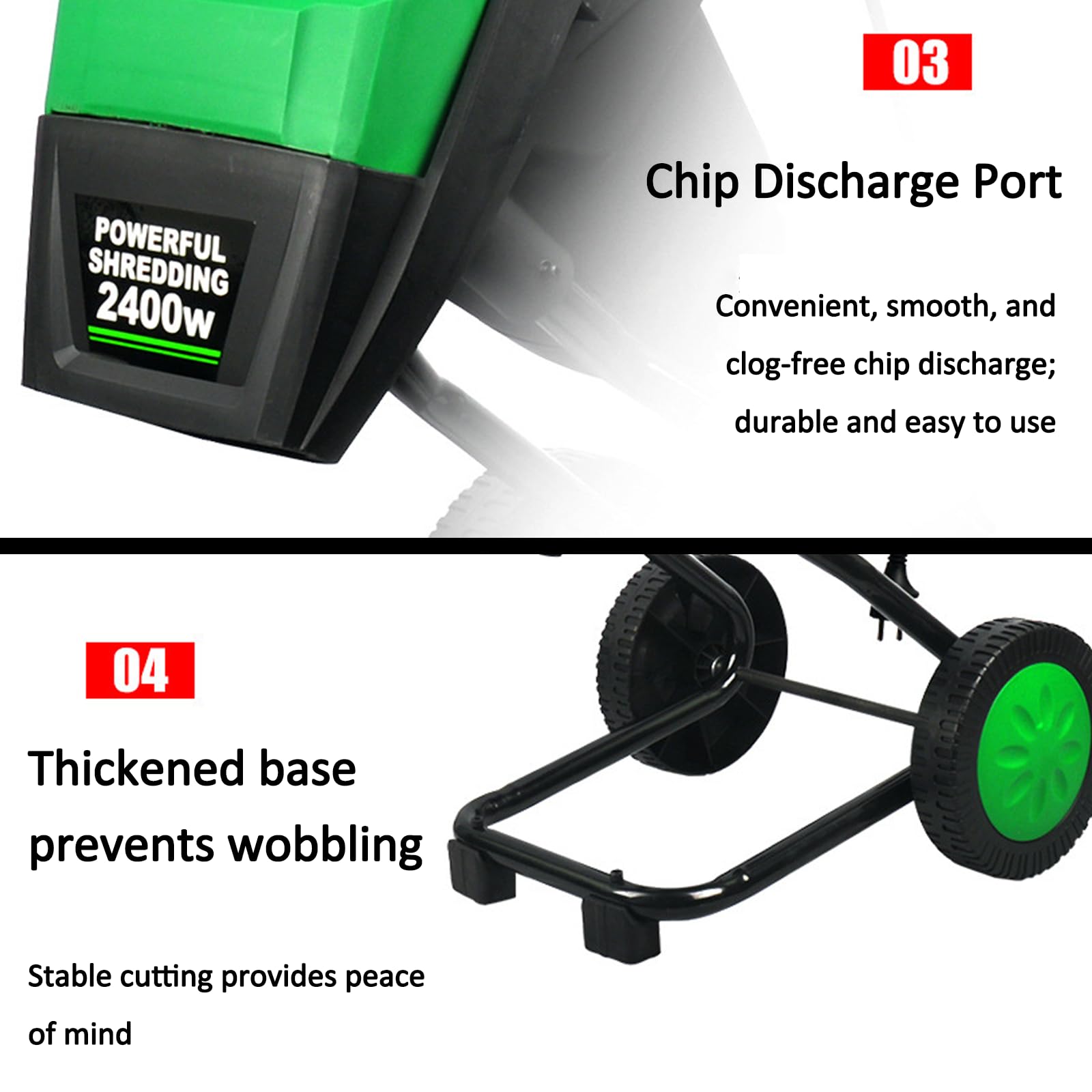 Trituradora De Madera EléCtrica para JardíN De 2400w, con Bolsa De RecoleccióN De 50l, para Una Limpieza RáPida del Patio Y FabricacióN De Abono